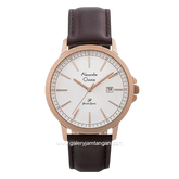 Alexandre Christie AC 1014 MD Brown Rose Dial White Leather Strap